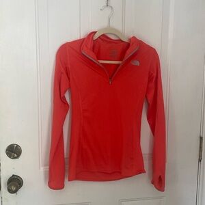 North Face neon quarter-zip, XS